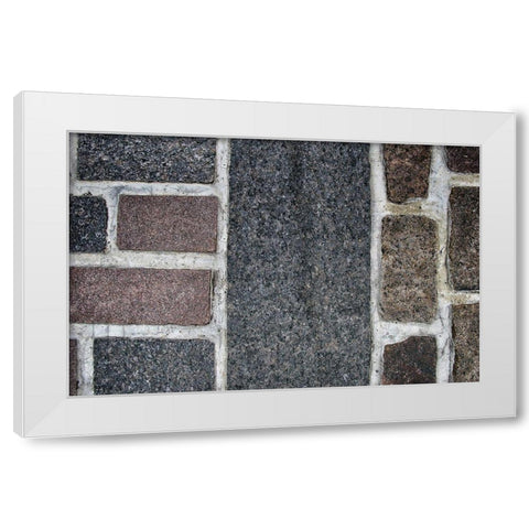 Old Montreal Cobblestone Walk 01 White Modern Wood Framed Art Print by Lavoie, Tina