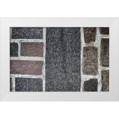 Old Montreal Cobblestone Walk 01 White Modern Wood Framed Art Print by Lavoie, Tina