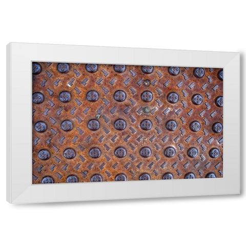 Old Montreal Metal Grate 02 White Modern Wood Framed Art Print by Lavoie, Tina