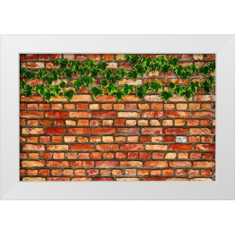 Brick Wall and Ivy White Modern Wood Framed Art Print by Lavoie, Tina
