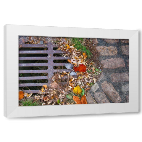 Old Montreal Metal Grate 03 White Modern Wood Framed Art Print by Lavoie, Tina