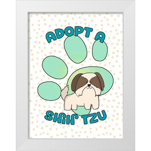 Adopt A Shih Tzu White Modern Wood Framed Art Print by Lavoie, Tina