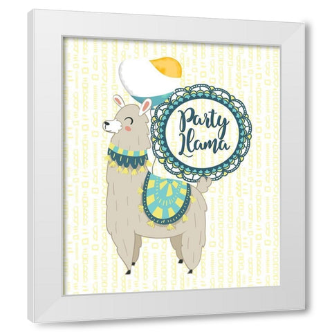 Party Llama White Modern Wood Framed Art Print by Lavoie, Tina