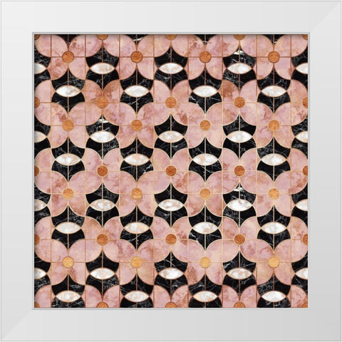 Art Deco Flowers Pattern White Modern Wood Framed Art Print by Lavoie, Tina