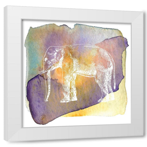 Color Spot Safari Animals elephant White Modern Wood Framed Art Print by Lavoie, Tina