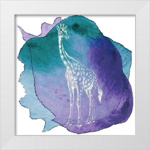 Color Spot Safari Animals Giraffe White Modern Wood Framed Art Print by Lavoie, Tina