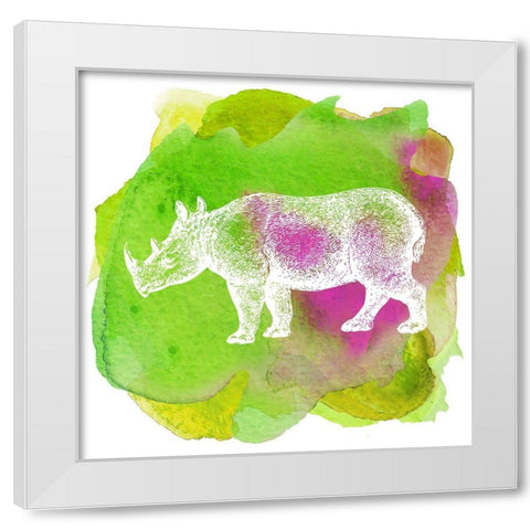 Color Spot Safari Animals Rhino White Modern Wood Framed Art Print by Lavoie, Tina