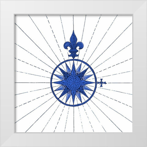 French Blue Compass Rose From 1543 White Modern Wood Framed Art Print by Lavoie, Tina