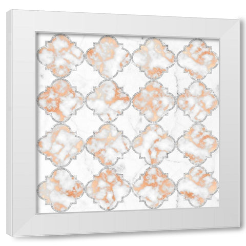 Silver and Marble Arabesque White Modern Wood Framed Art Print by Lavoie, Tina