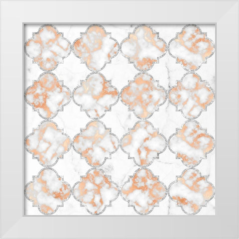 Silver and Marble Arabesque White Modern Wood Framed Art Print by Lavoie, Tina