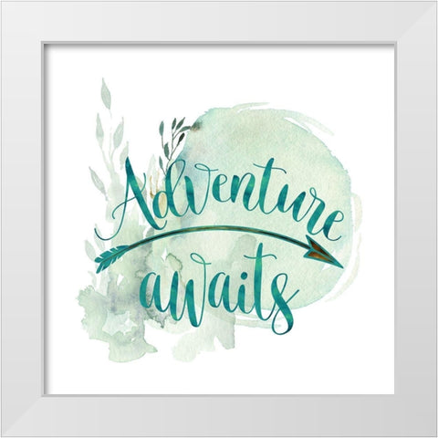 Adventure Awaits White Modern Wood Framed Art Print by Lavoie, Tina