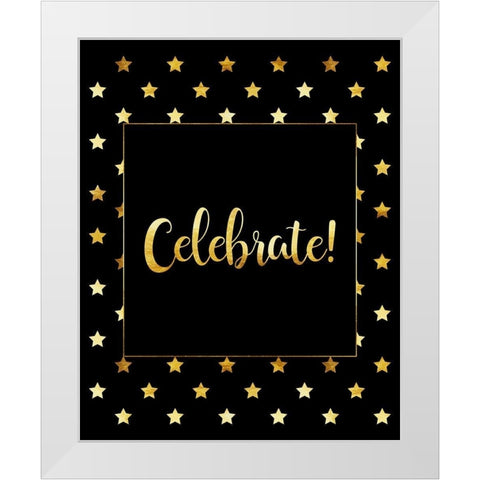 Celebrate Gold White Modern Wood Framed Art Print by Lavoie, Tina