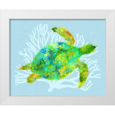 Mystical Sea Turtle White Modern Wood Framed Art Print by Lavoie, Tina