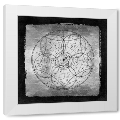 Silver Vintage Star Chart Sky Map 1880 White Modern Wood Framed Art Print by Lavoie, Tina