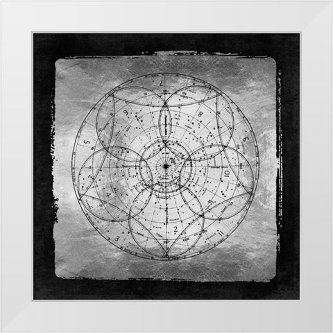 Silver Vintage Star Chart Sky Map 1880 White Modern Wood Framed Art Print by Lavoie, Tina