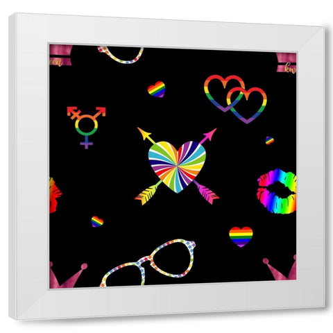 LGBTQ Icon Pattern White Modern Wood Framed Art Print by Lavoie, Tina