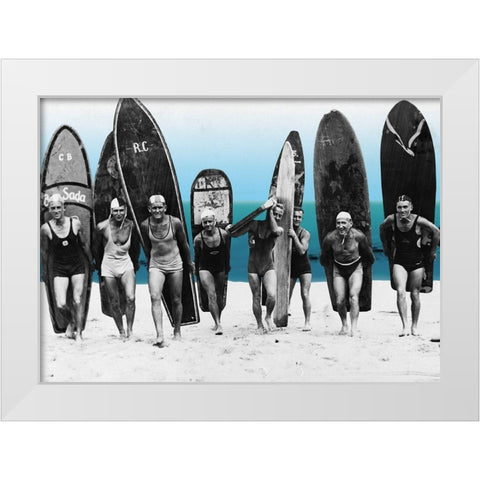 Surfs Up-Boys 1922 White Modern Wood Framed Art Print by Lavoie, Tina