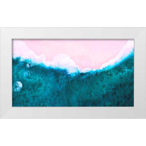 Pink Beach Teal Water White Modern Wood Framed Art Print by Lavoie, Tina