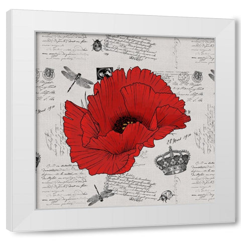 Vintage ephemera Large Poppy White Modern Wood Framed Art Print by Lavoie, Tina