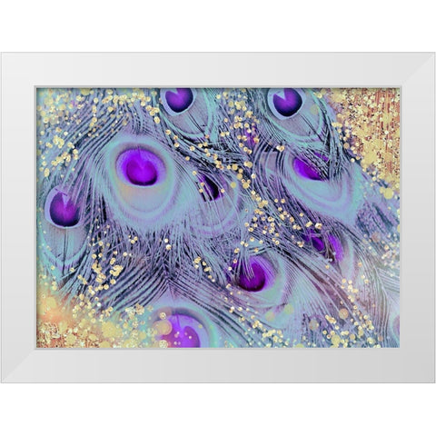 Peacock Feathers in ether White Modern Wood Framed Art Print by Lavoie, Tina