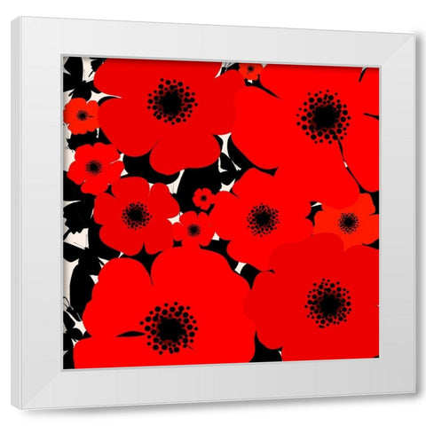Poppies In Flight White Modern Wood Framed Art Print by Lavoie, Tina