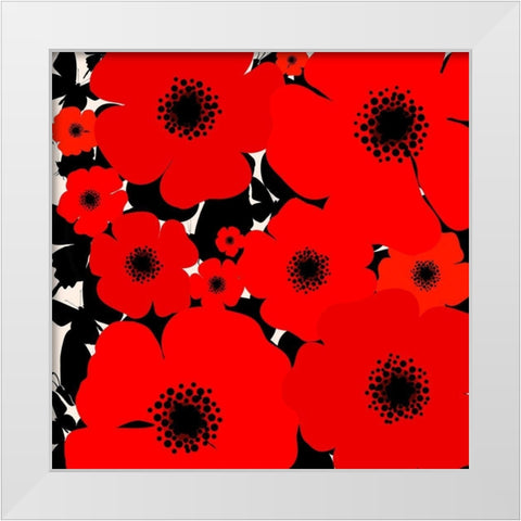 Poppies In Flight White Modern Wood Framed Art Print by Lavoie, Tina