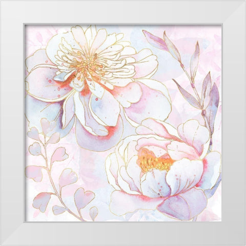 Maisies Peonies White Modern Wood Framed Art Print by Lavoie, Tina