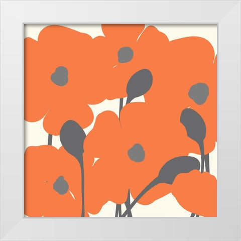 Poppies In The Sun II White Modern Wood Framed Art Print by Lavoie, Tina