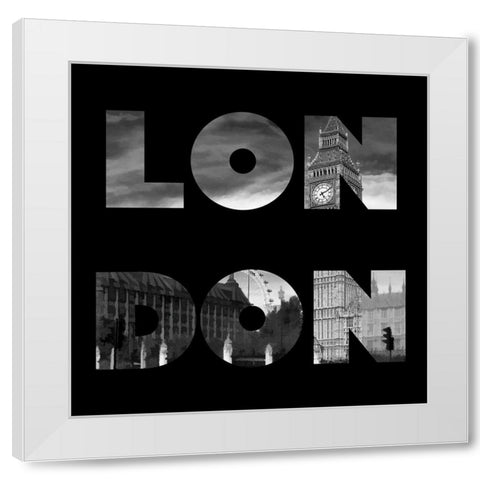 London Typography White Modern Wood Framed Art Print by Lavoie, Tina