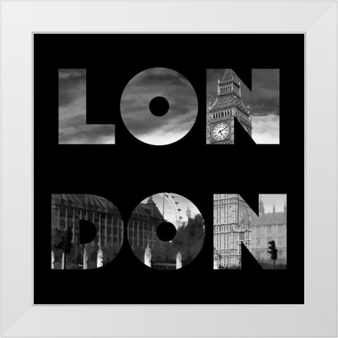 London Typography White Modern Wood Framed Art Print by Lavoie, Tina