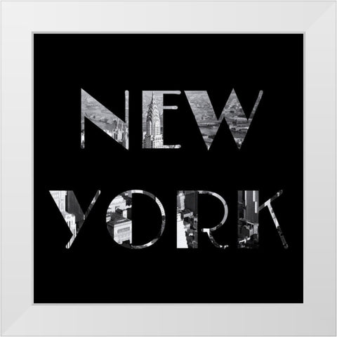 New York Typography White Modern Wood Framed Art Print by Lavoie, Tina