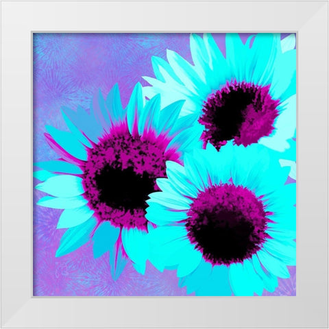 Psychedelic Sunflowers White Modern Wood Framed Art Print by Lavoie, Tina