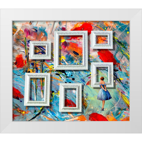 Evelyns Gaze White Modern Wood Framed Art Print by Mitchell, Tina