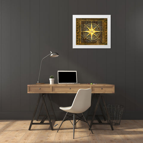 Steampunk Compass White Modern Wood Framed Art Print by Mitchell, Tina
