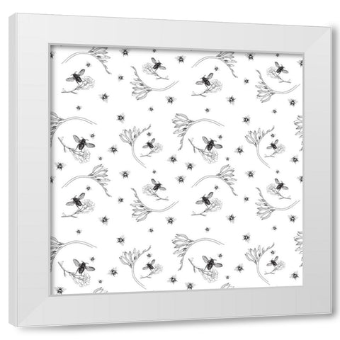 Bee Vine Black and White White Modern Wood Framed Art Print by Mitchell, Tina