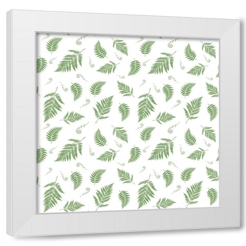Falling Fern Fiddleheads Green White Modern Wood Framed Art Print by Mitchell, Tina