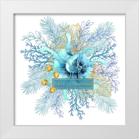 Ocean Wreath Christmas White Modern Wood Framed Art Print by Mitchell, Tina