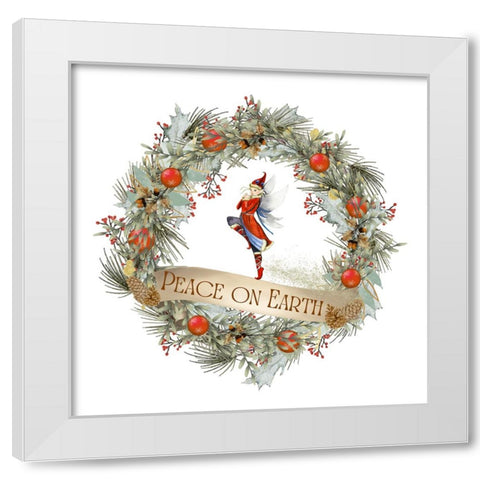 Peace On Earth Wreath White Modern Wood Framed Art Print by Mitchell, Tina