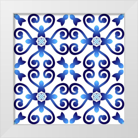 Mediterranean Mosaic Tile White Modern Wood Framed Art Print by Mitchell, Tina