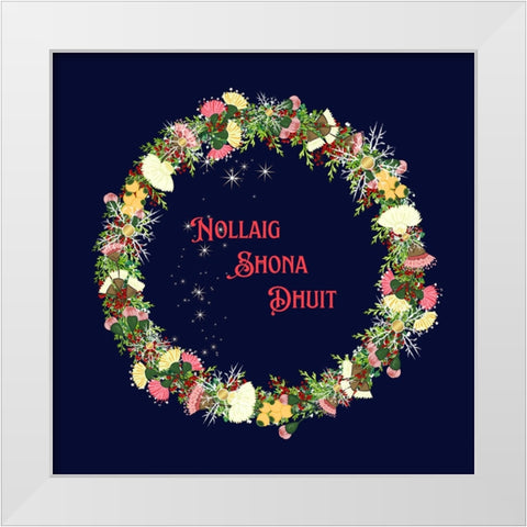 Gaelic Merry Christmas Nollaig Shona Dhuit White Modern Wood Framed Art Print by Mitchell, Tina