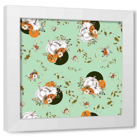 Pumpkin Flower Mint White Modern Wood Framed Art Print by Mitchell, Tina