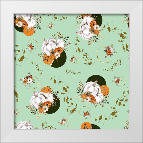 Pumpkin Flower Mint White Modern Wood Framed Art Print by Mitchell, Tina