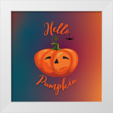 Hello Pumpkin White Modern Wood Framed Art Print by Mitchell, Tina