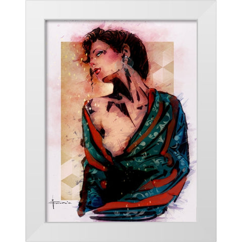 Evening White Modern Wood Framed Art Print by TMBorenstein