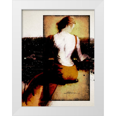 Piano Bar White Modern Wood Framed Art Print by TMBorenstein