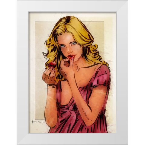 Strawberry White Modern Wood Framed Art Print by TMBorenstein