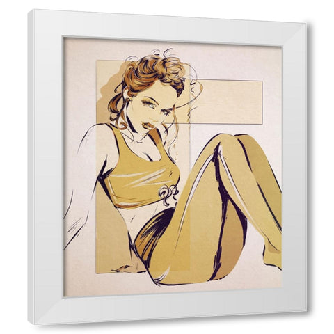 Yoga Break White Modern Wood Framed Art Print by TMBorenstein