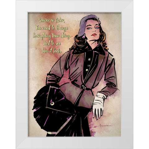 Sooner Or Later White Modern Wood Framed Art Print by TMBorenstein