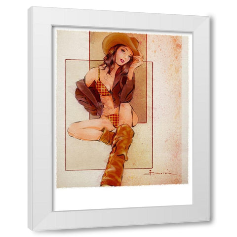Howdy White Modern Wood Framed Art Print by TMBorenstein