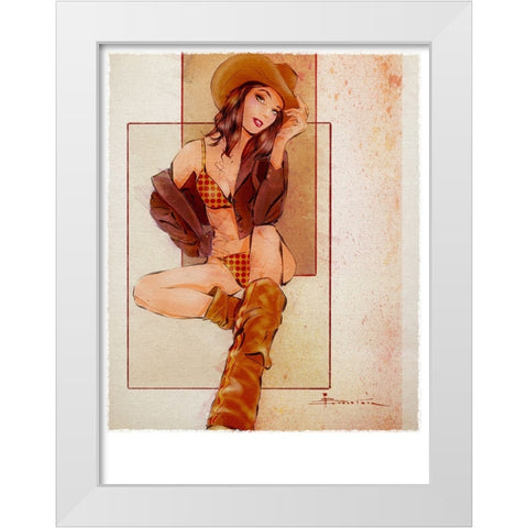 Howdy White Modern Wood Framed Art Print by TMBorenstein
